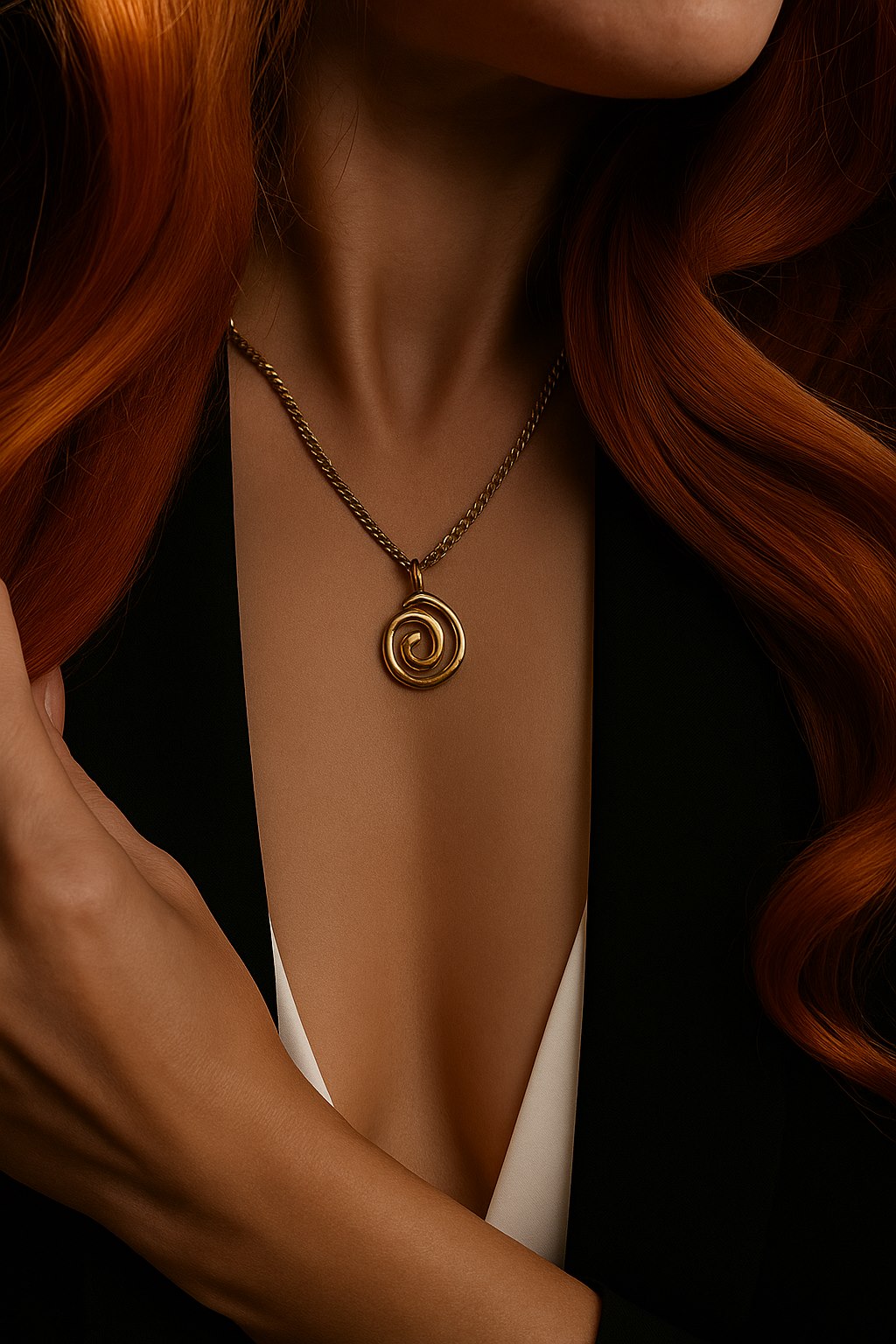 Round Sun Spiral 18K Real Gold Plated Neckpiece