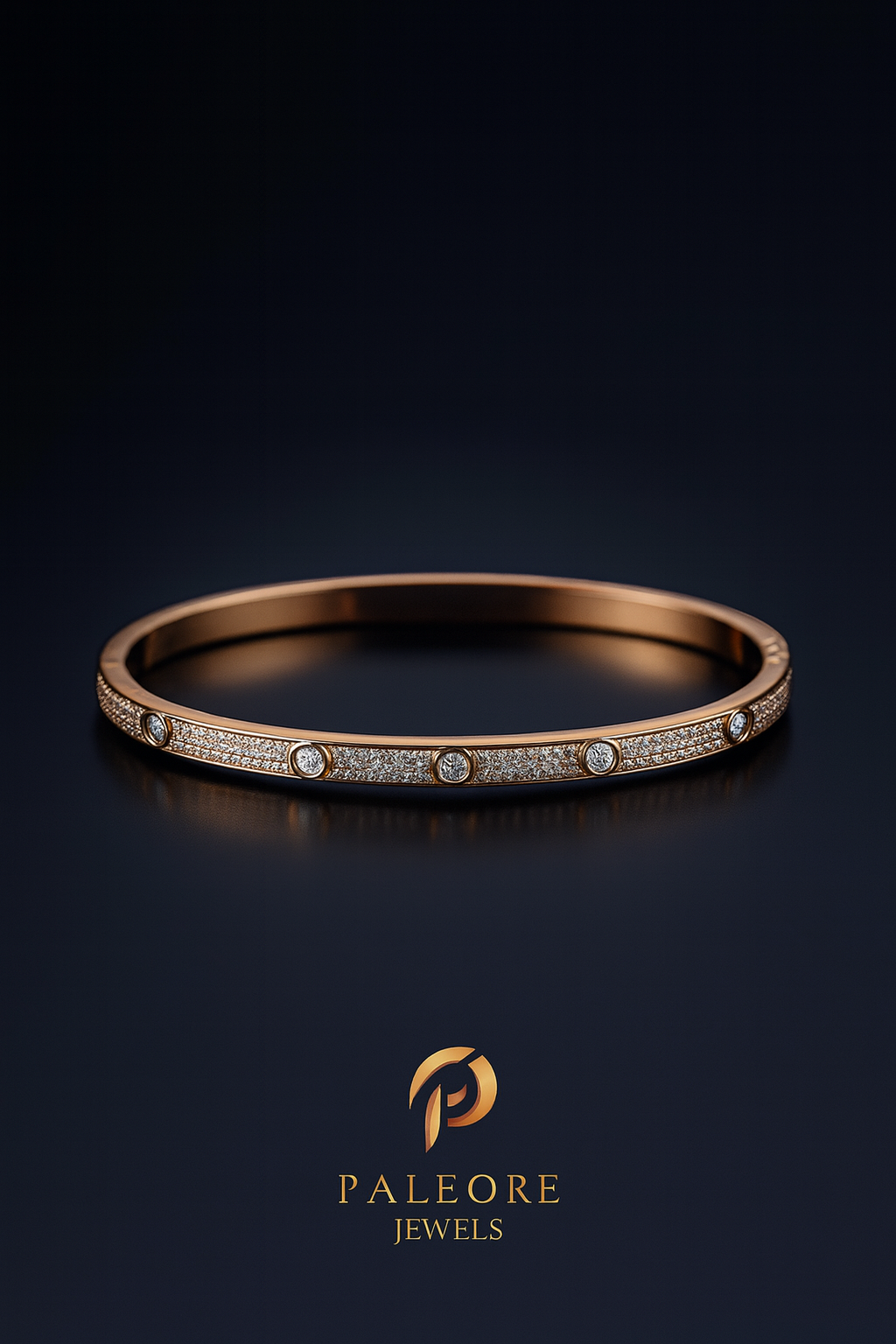 Celeste Luxe – Rhodium-Plated Brass Bangle with Crystal Accents