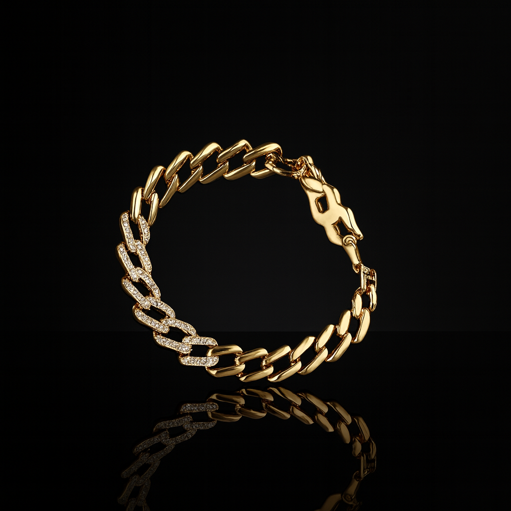 Regalia Link – Gold-Plated Chain Bracelet with Crystal Accents