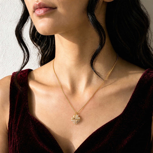 Magnetic Four Heart Convertible Gold Plated Neckpiece