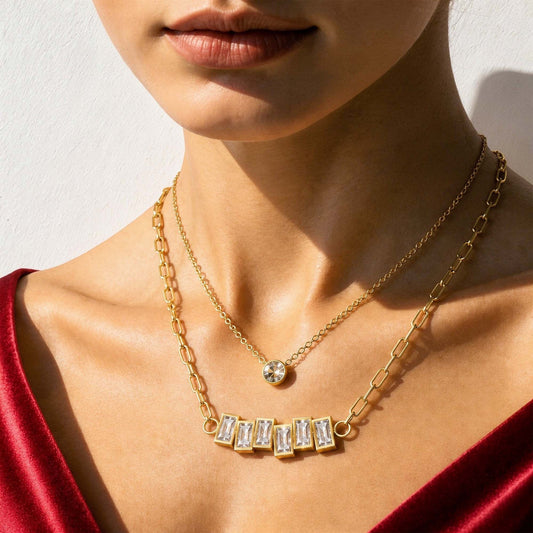 Layered Baguette 18k Gold Plated Neckpiece