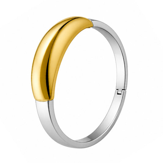 Two Tone Dome 18k Gold Plated Bracelet