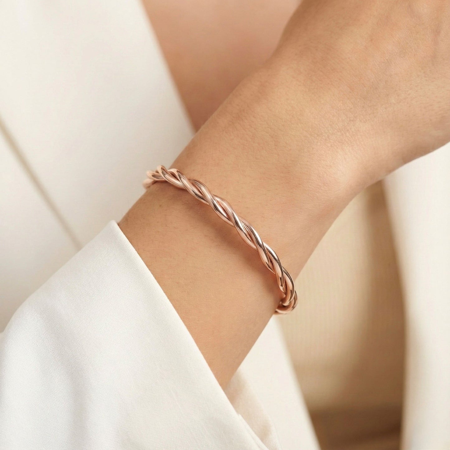 Twisted Rope 18k Rose Gold Plated Bracelet