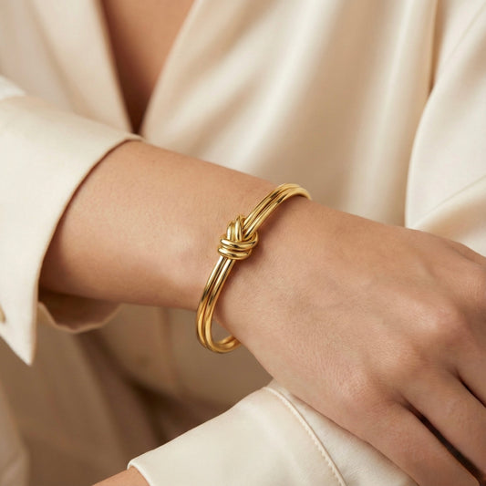 Timeless Knot 18k Gold Plated Cuff Bracelet