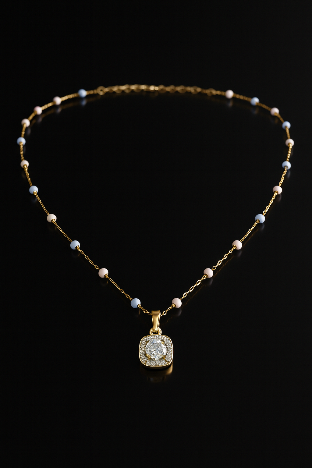 Celeste Charm – Gold-Plated Crystal Pendant Neckpiece