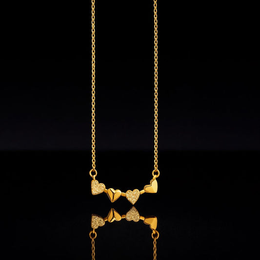 Magnetic Four Heart Convertible Gold Plated Neckpiece