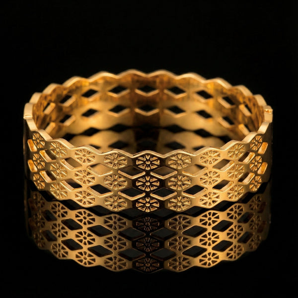 Geometric Mesh 18k Gold Plated Bracelet