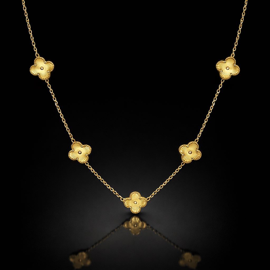 Floral Station Gold Plated Necklace