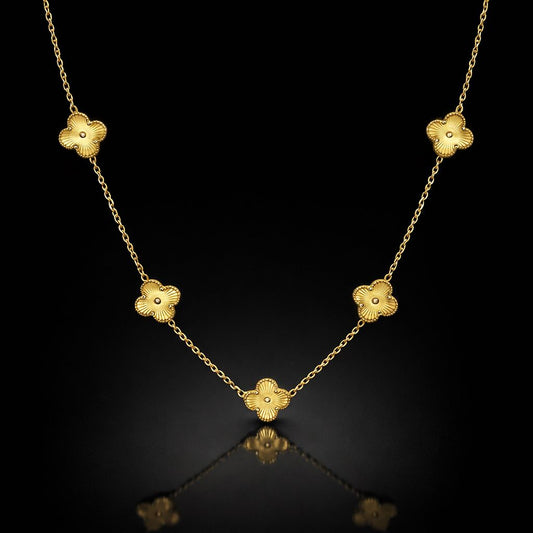Floral Station Gold Plated Necklace