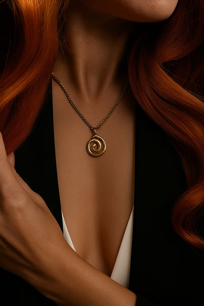 Round Sun Spiral 18K Real Gold Plated Neckpiece