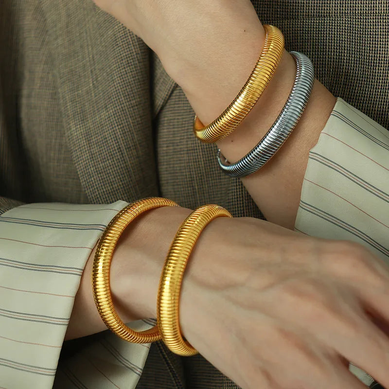 Snakeskin Bangle with 18K Real Gold Plating