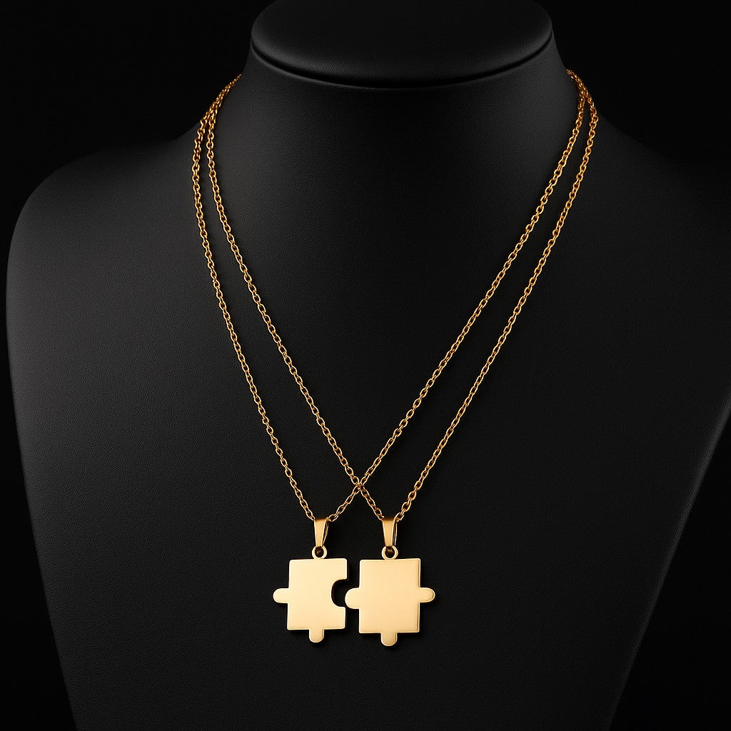 Puzzle Bond Couple 18K Rose Gold Plated Neckpiece