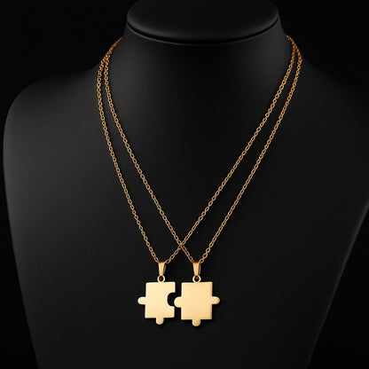 Puzzle Bond Couple 18K Rose Gold Plated Neckpiece