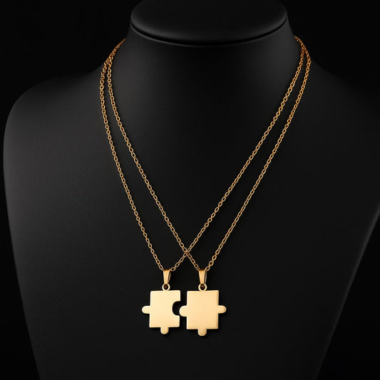 Puzzle Bond Couple 18K Rose Gold Plated Neckpiece