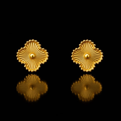 Vintage Clover 18k Gold Plated Earrings