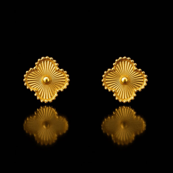 Vintage Clover 18k Gold Plated Earrings