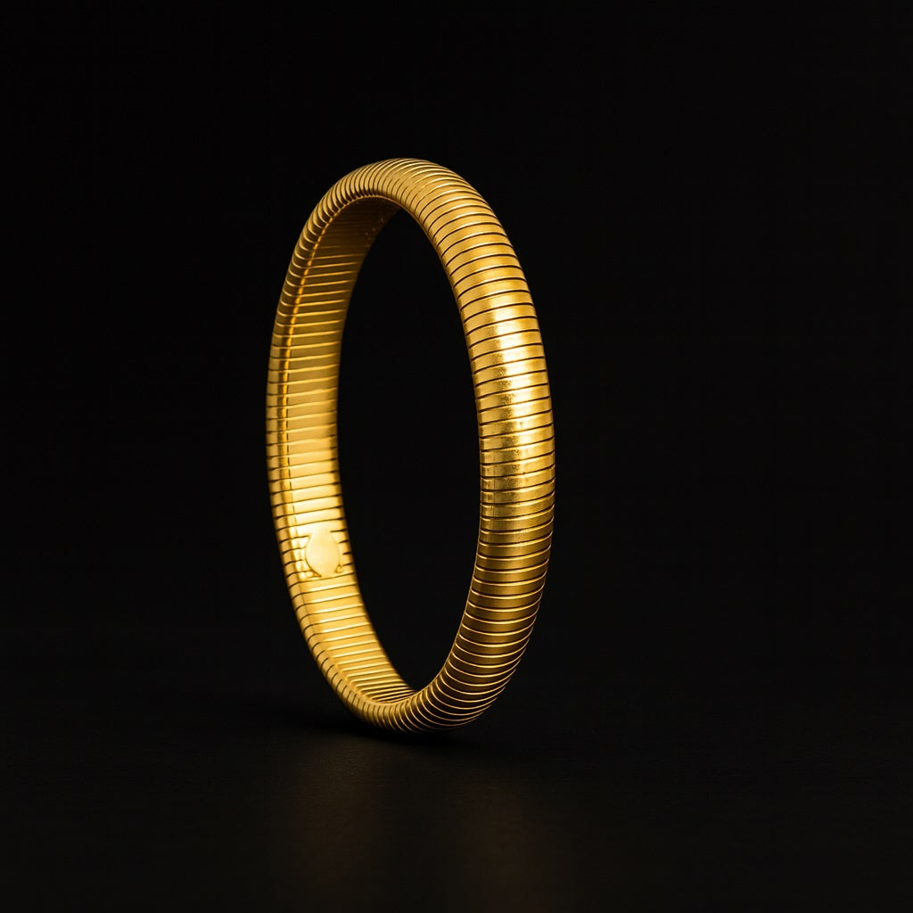 Snakeskin Bangle with 18K Real Gold Plating