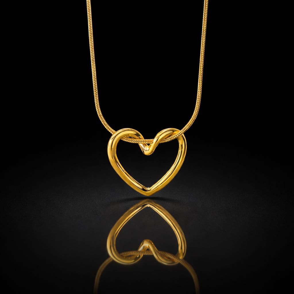 Open Heart 18k Gold Plated Necklace