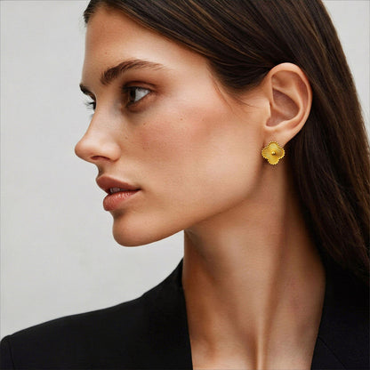 Vintage Clover 18k Gold Plated Earrings