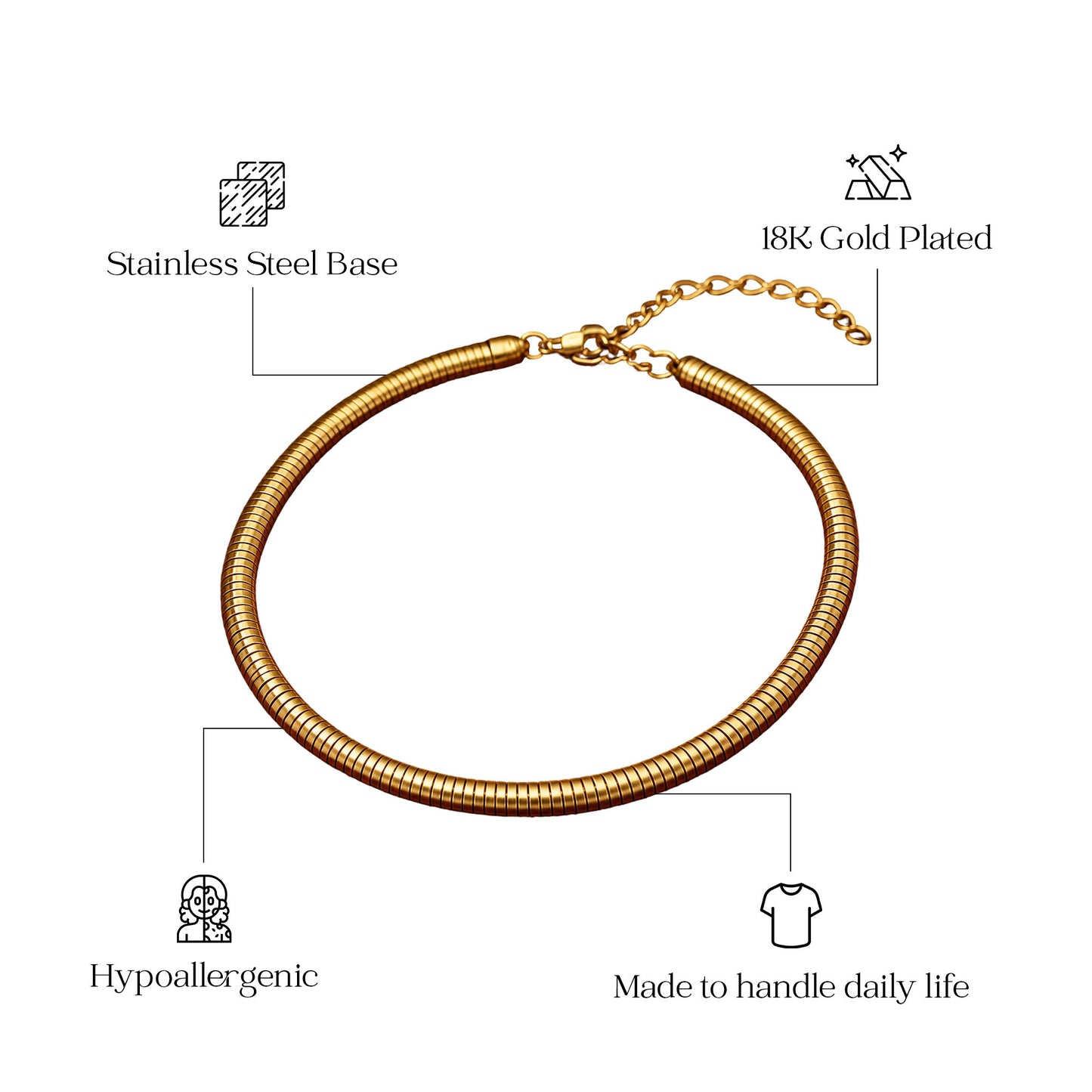 Bold Statement Choker Gold Finish
