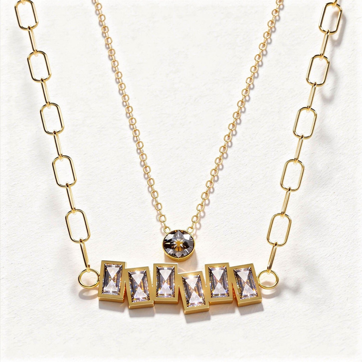 Layered Baguette 18k Gold Plated Neckpiece