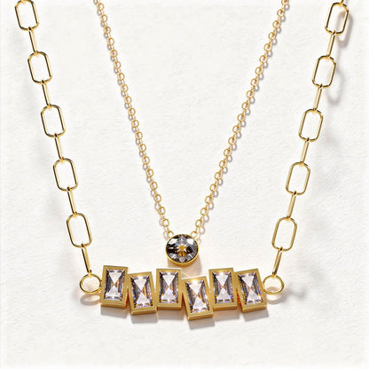 Layered Baguette 18k Gold Plated Neckpiece