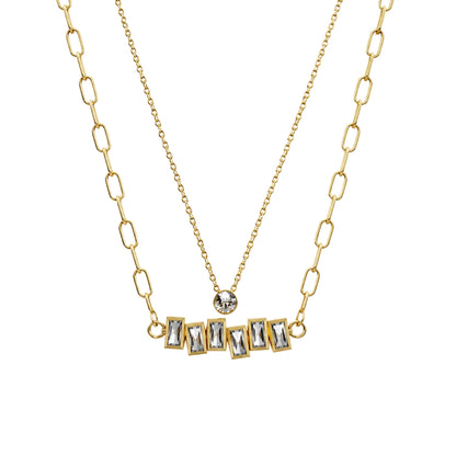 Layered Baguette 18k Gold Plated Neckpiece
