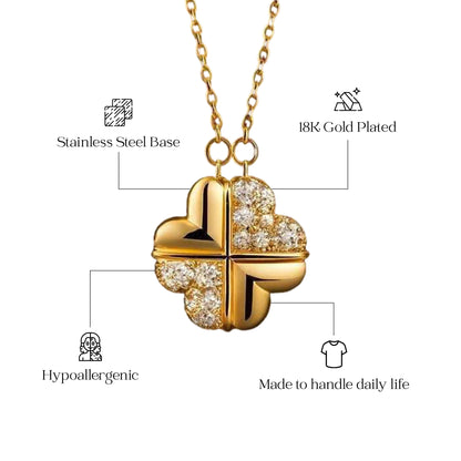 Magnetic Four Heart Convertible Gold Plated Neckpiece