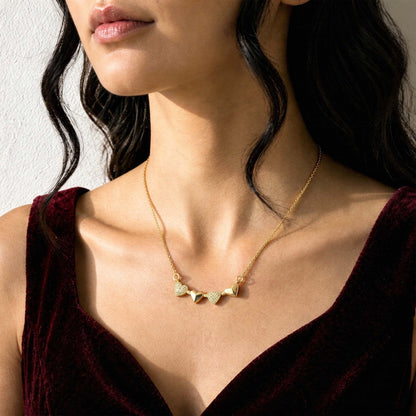 Magnetic Four Heart Convertible Gold Plated Neckpiece