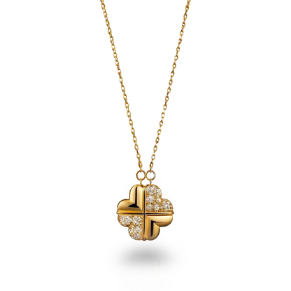 Magnetic Four Heart Convertible Gold Plated Neckpiece