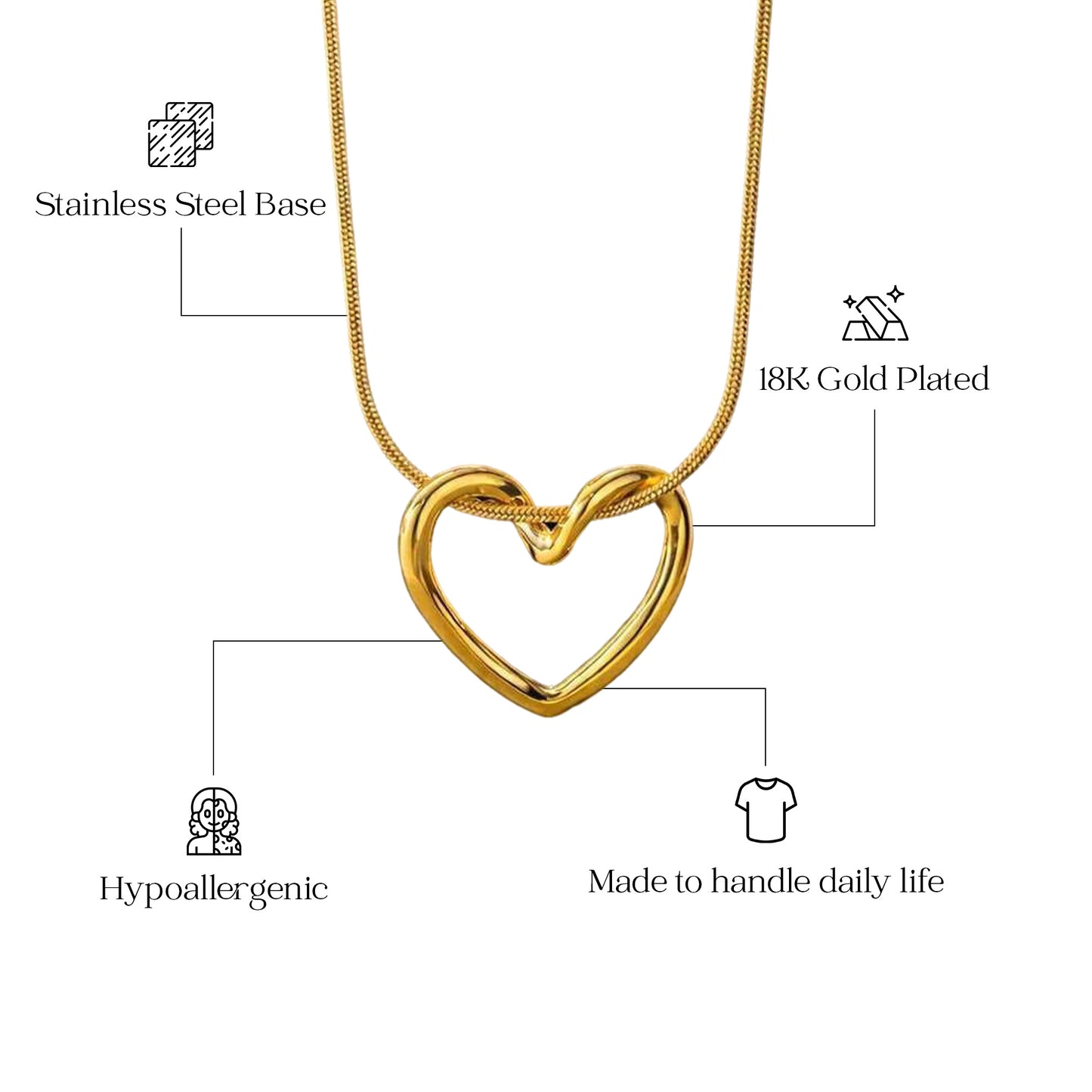 Open Heart 18k Gold Plated Neckpiece