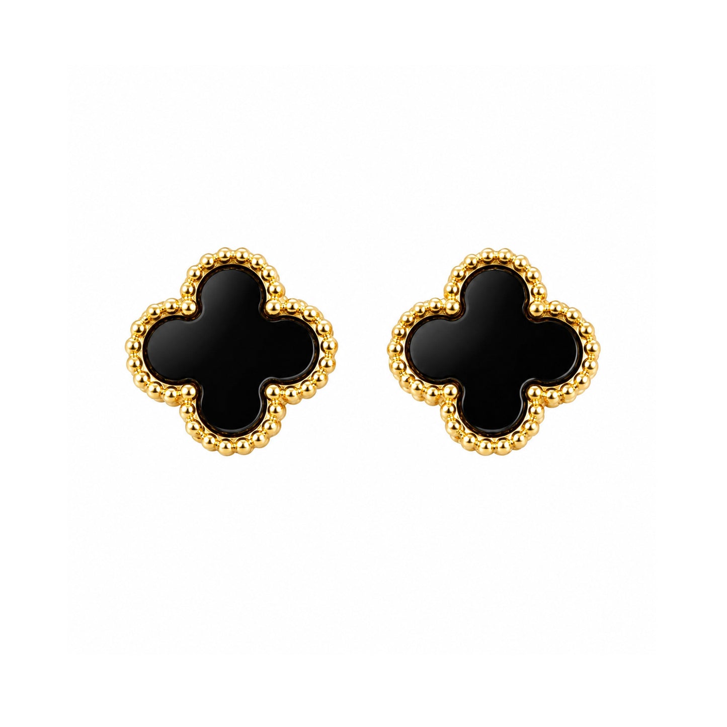 Black Clover Stud Gold Plated Earrings