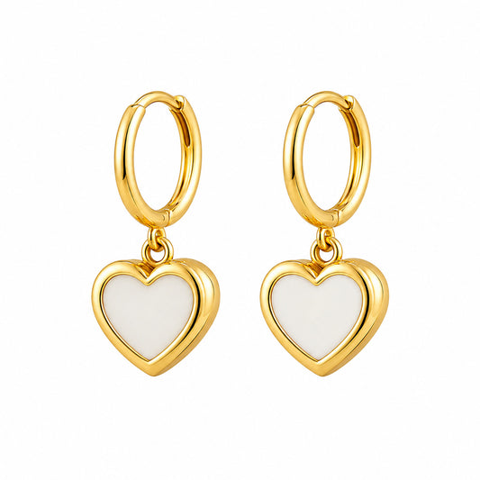 Mother of Pearl Heart 18k Gold Plated Earrings