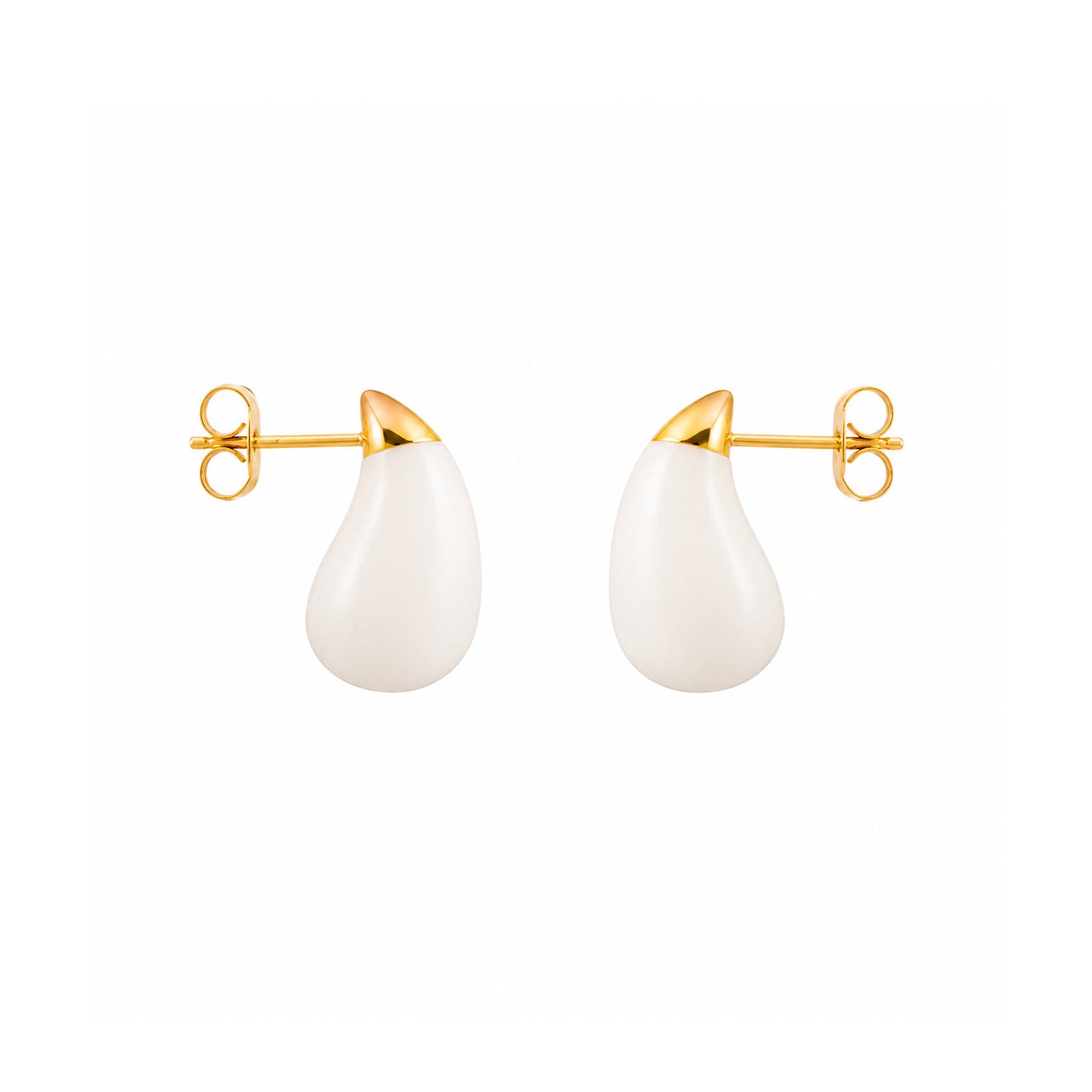 Organic White Drop 18k Gold Plated Earrings