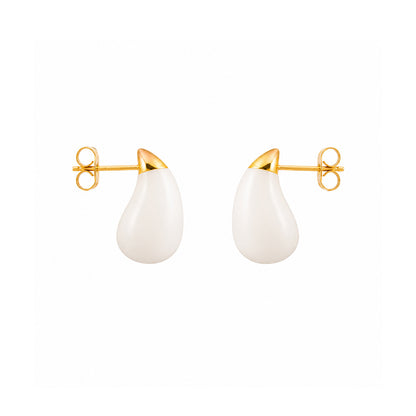 Organic White Drop 18k Gold Plated Earrings