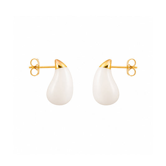 Organic White Drop 18k Gold Plated Earrings