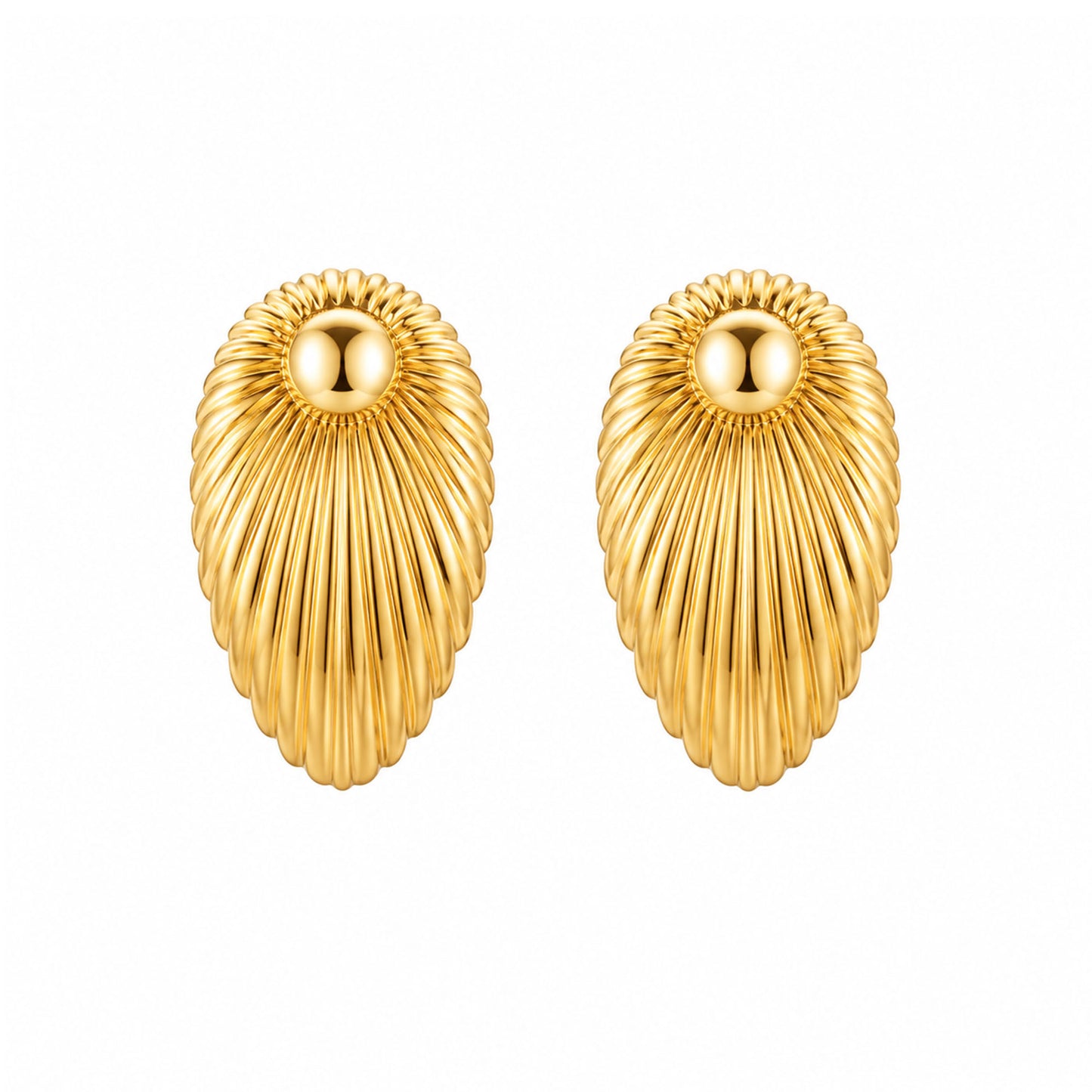 Radiant Shell Stud Gold Plated Earrings