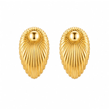 Radiant Shell Stud Gold Plated Earrings