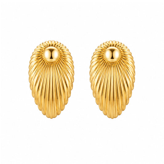 Radiant Shell Stud Gold Plated Earrings