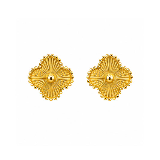 Vintage Clover 18k Gold Plated Earrings
