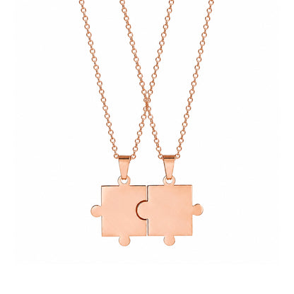 Puzzle Bond Couple 18K Rose Gold Plated Neckpiece