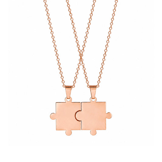 Puzzle Bond Couple 18K Rose Gold Plated Neckpiece