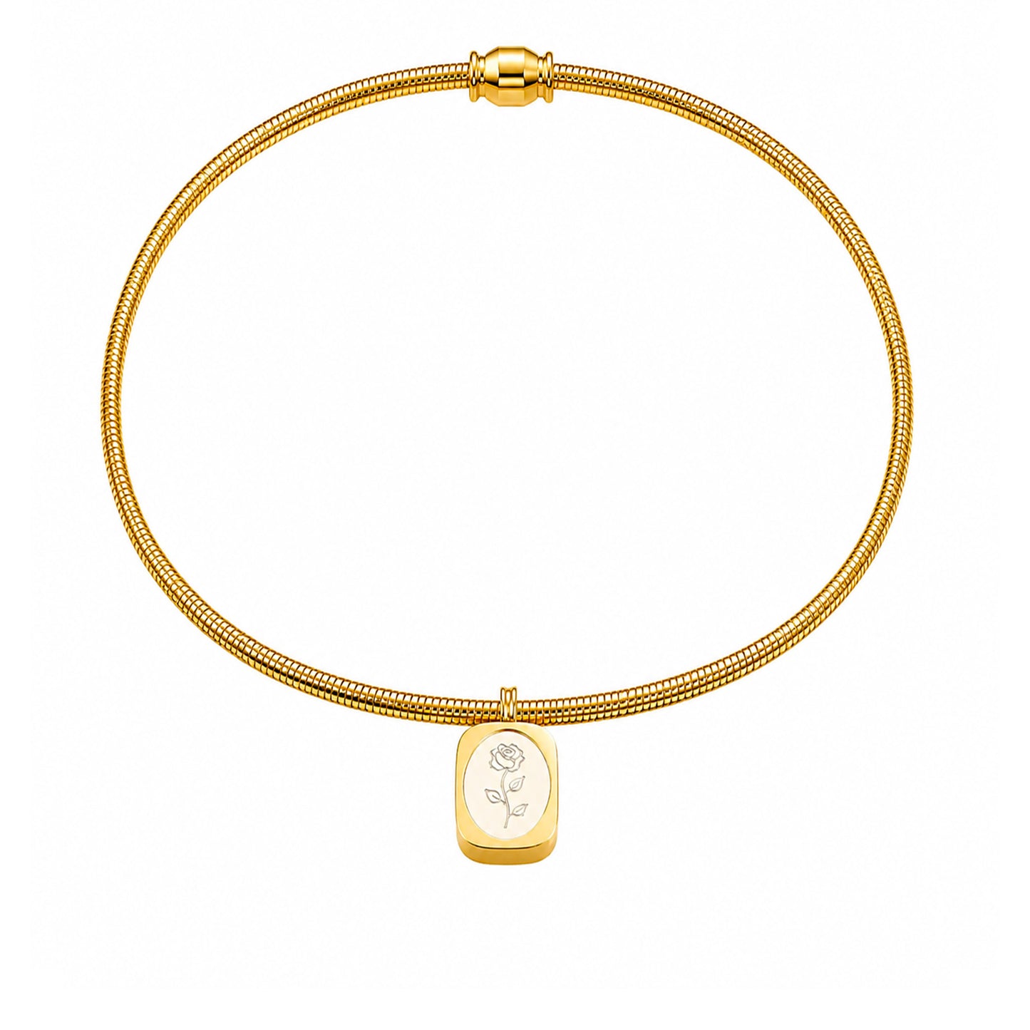 Rose Etched Magnetic 18k Gold Plated Choker