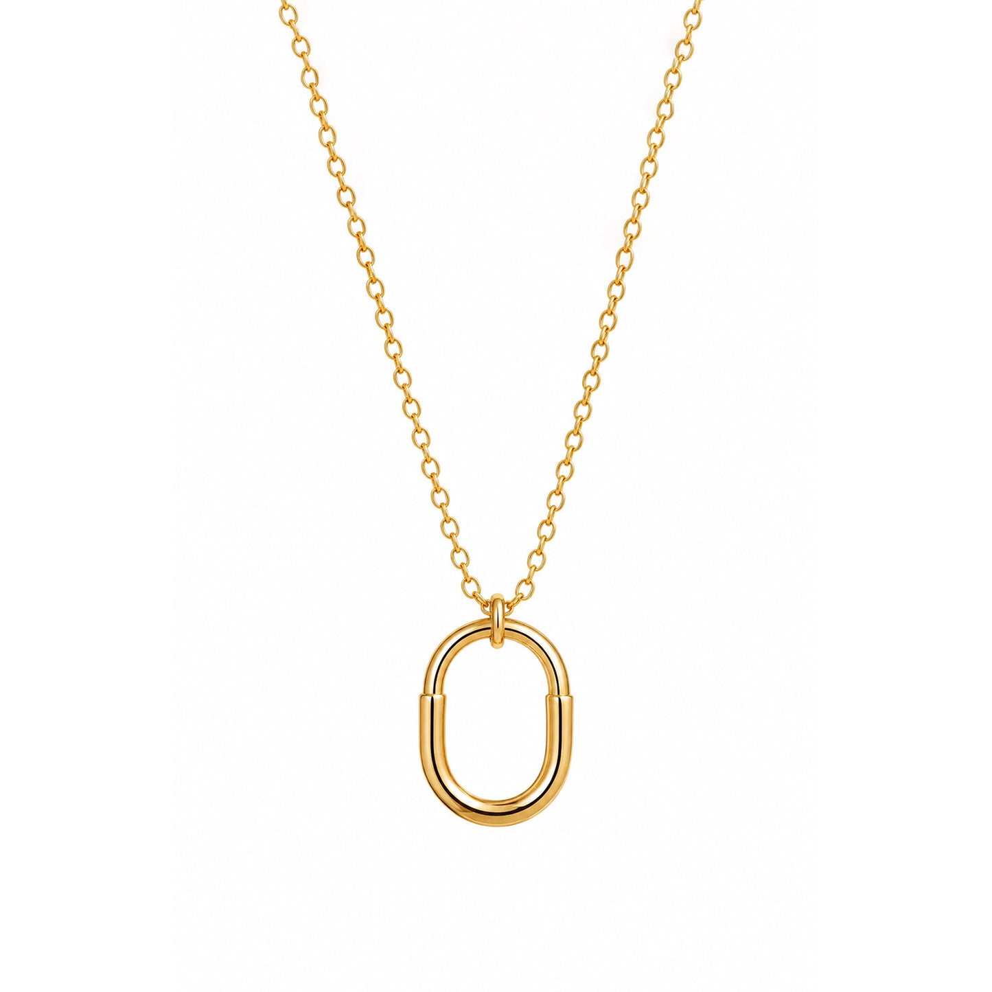 Bold Oval Link 18k Gold Plated Necklace