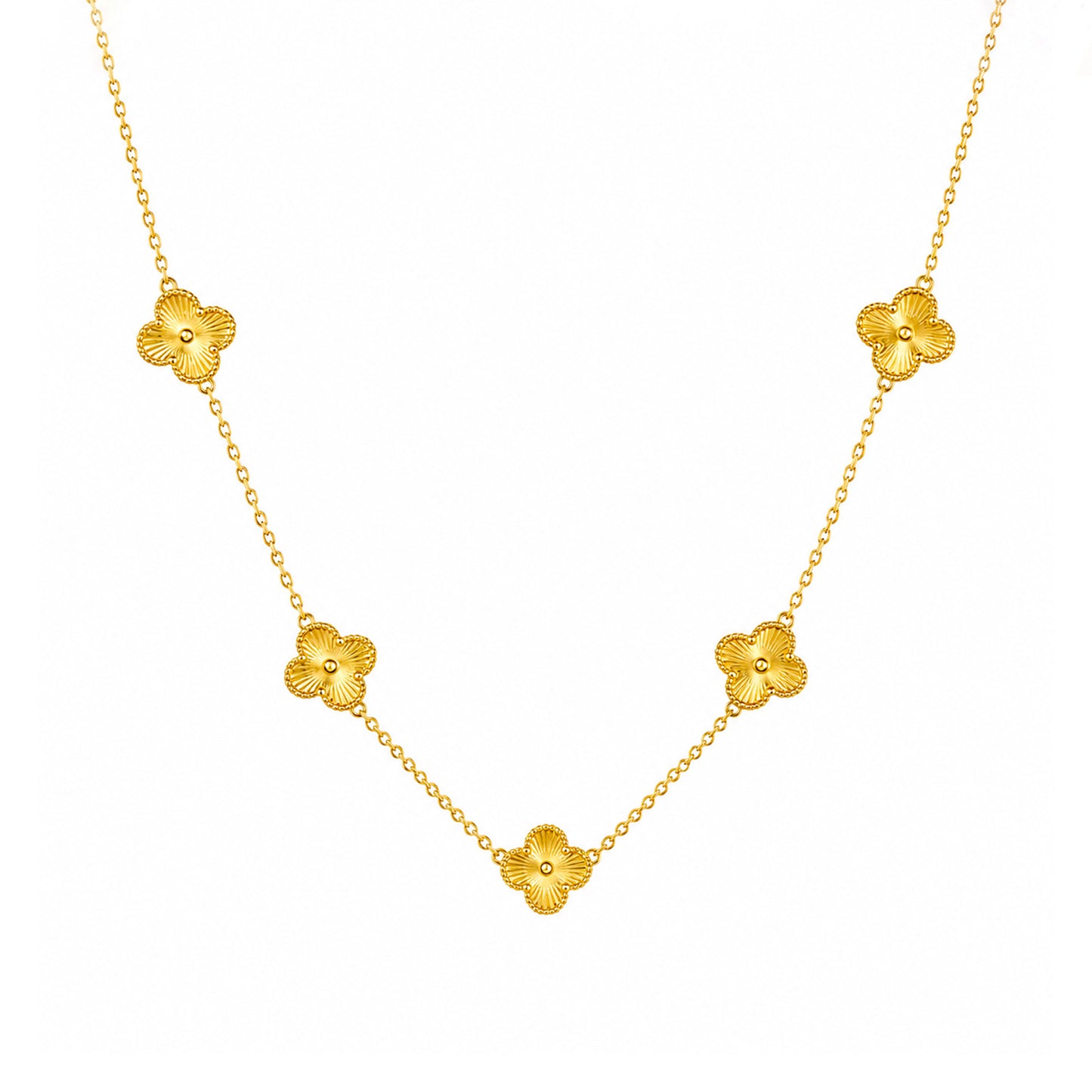 Floral Station Gold Plated Necklace