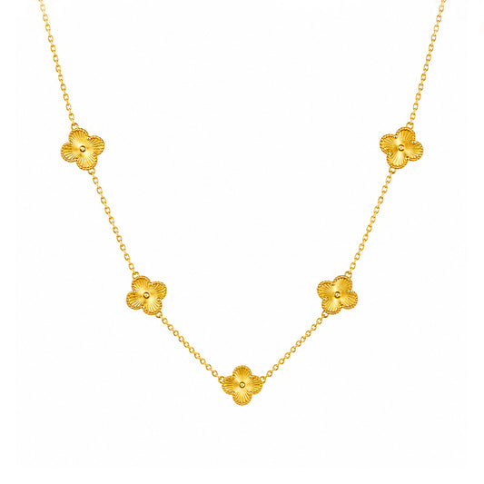 Floral Station Gold Plated Necklace