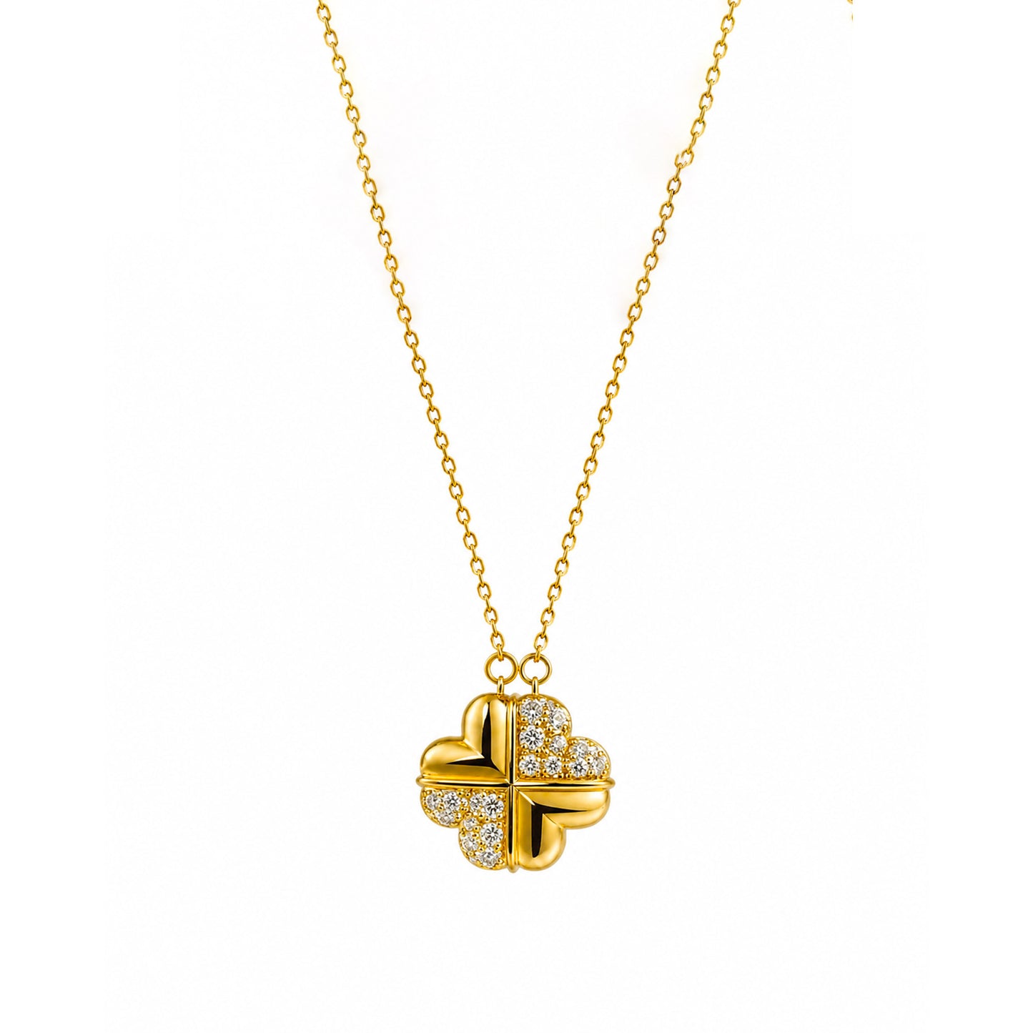 Magnetic Four Heart Convertible Gold Plated Neckpiece
