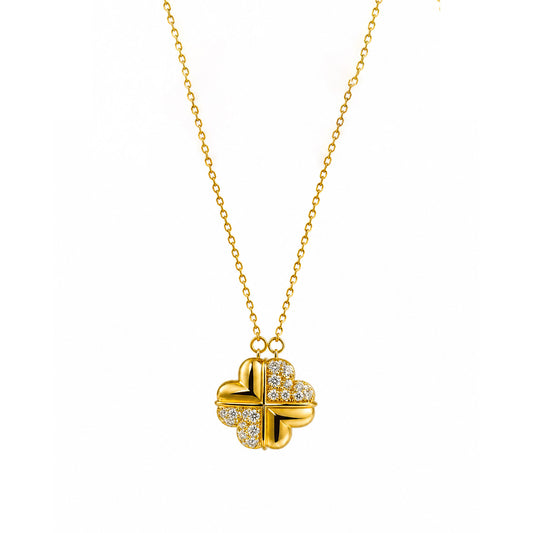 Magnetic Four Heart Convertible Gold Plated Neckpiece