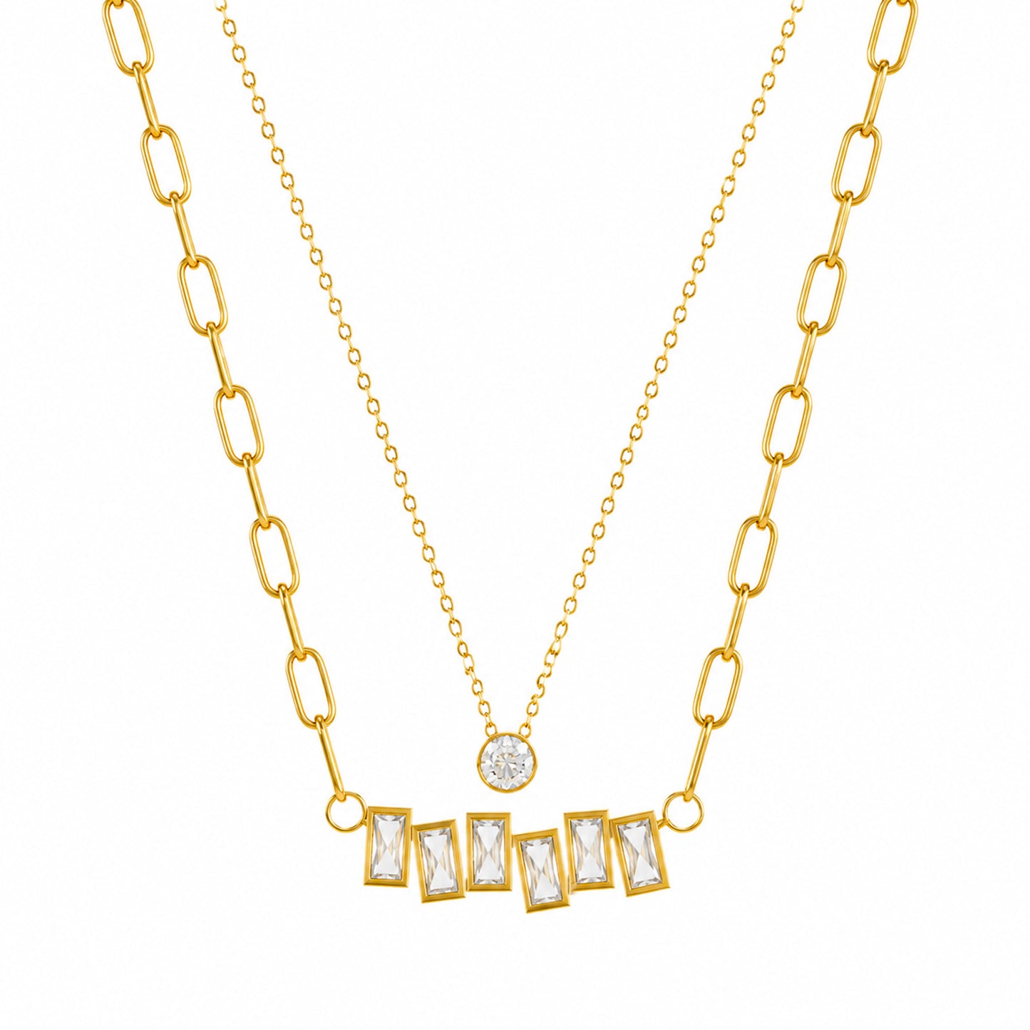 Layered Baguette 18k Gold Plated Neckpiece
