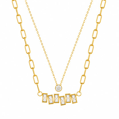 Layered Baguette 18k Gold Plated Neckpiece